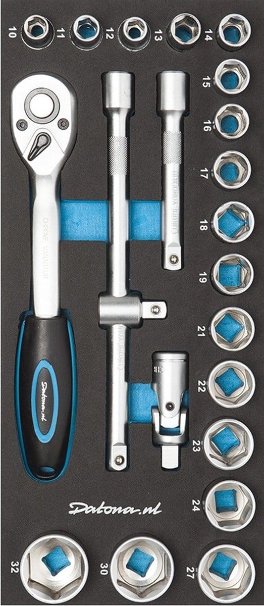 Datona® 21-delige dopsleutelset 1/2 opname in Pro softmodule - 10 tot 32 mm