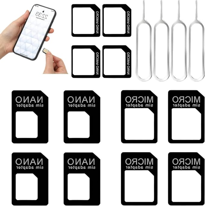 Universele 4-in-1 Nano SIM Adapter met SIM Eject Pin - Geschikt voor Smartphones, Tablets en Meer