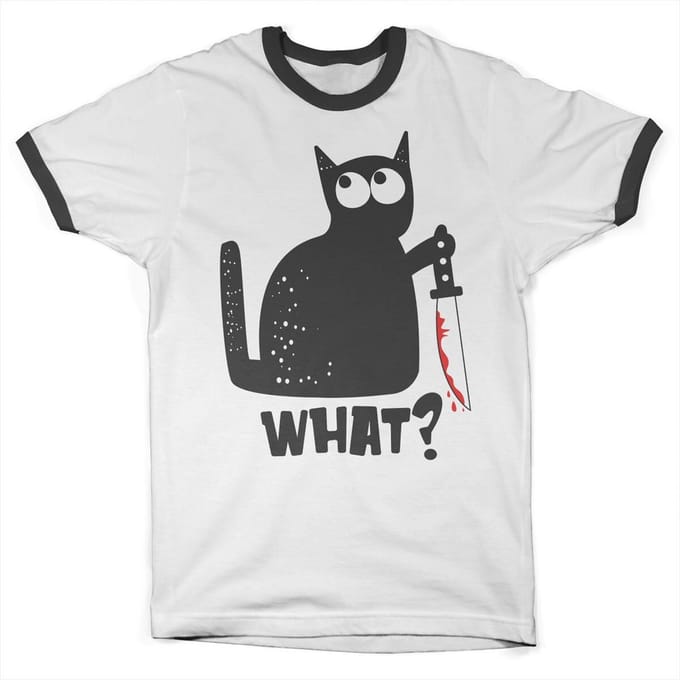 Hybris Cat Say What Ringer-T-shirt, wit-it-e-zwart