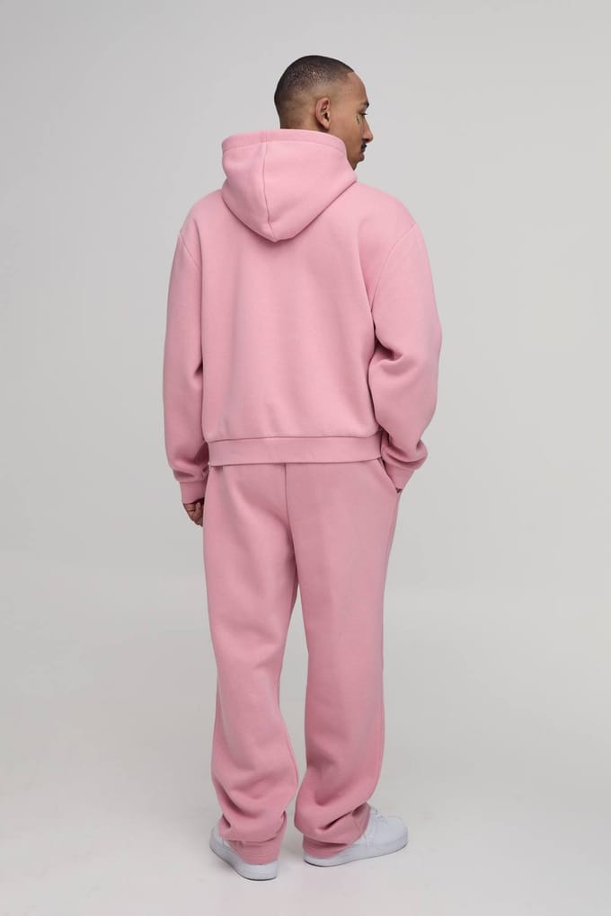 Oversized Boxy Worldwide Applique Jogger Tracksuit | Pink | Size Medium