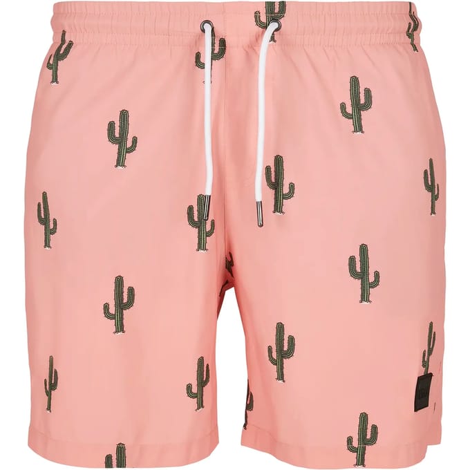 Urban Classics - Pattern Cactus Zwemshorts - M - Roze