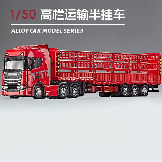 1:50 Scania Dubbeldeks Platbodem Transportvoertuig Legering Metaal Diecast Modelauto Bureau Display Verzamelobject Ornament Vakantiespeelgoed