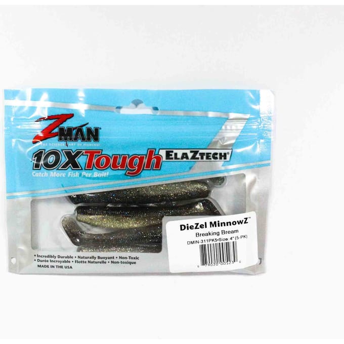 Leurre souple Zman Diezel MinnowZ 4 pouces 5/paquet Breaking Bream (5230) blue