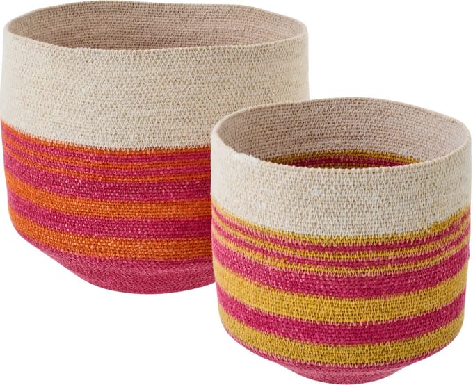 J-Line mand Gestreept - zeegras - mix - set van 2