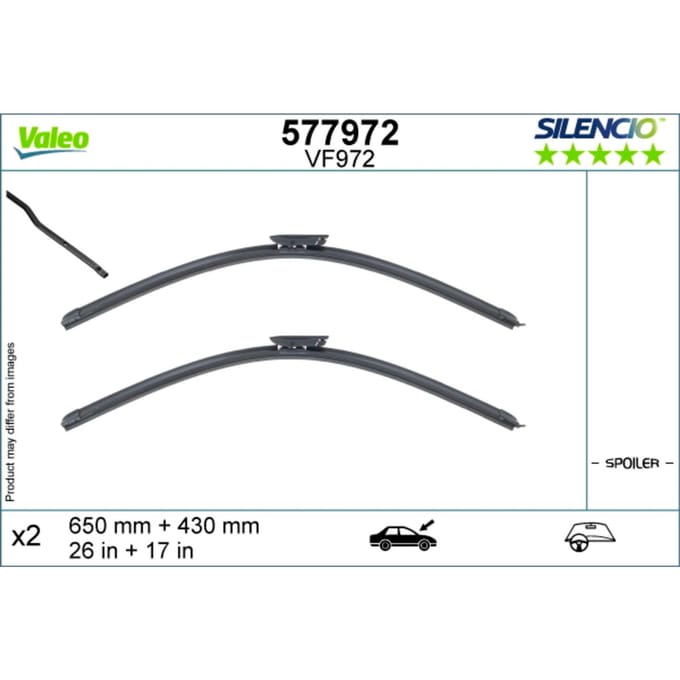 Wisserblad VALEO Silencio 577972, 650/430mm, Voor, 2 Stuk