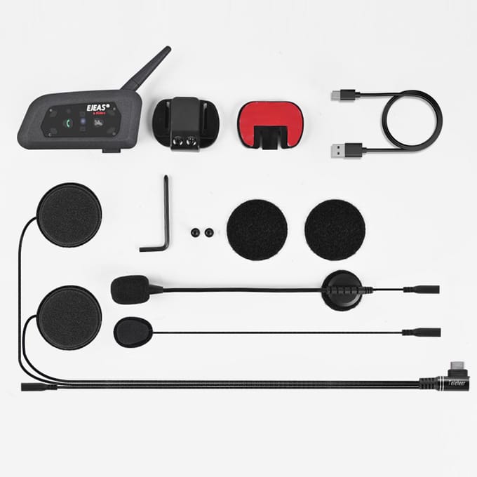 EJEAS V6 Pro Motorhelm Intercom 1200M Duplex Interphone Headset Rijden Walkie-talkie voor 1PCS zwart