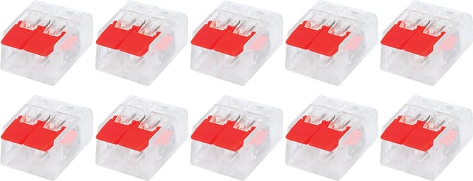 Lasklem Slim Set 10 Stuks - 2 Polig met Klemmetjes - Rood