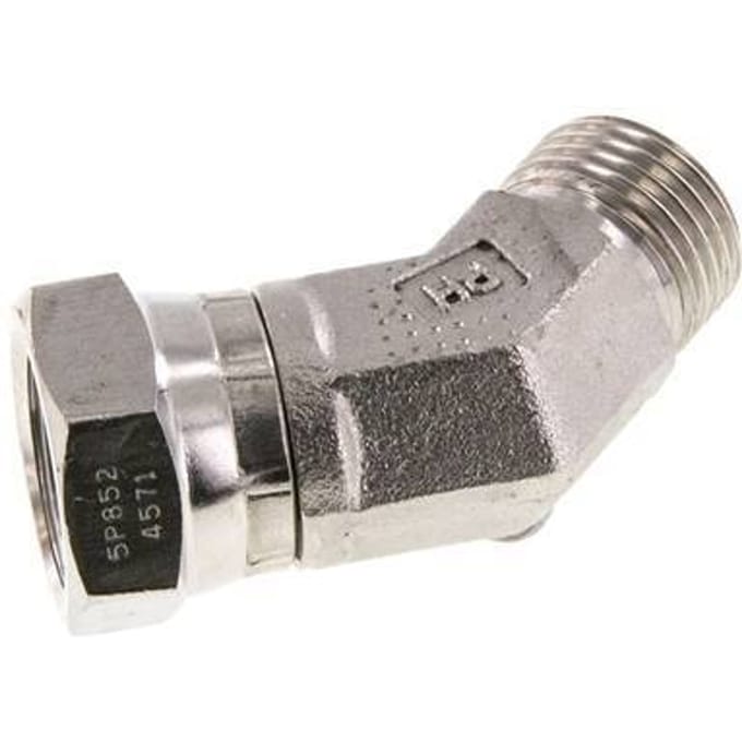 45° L-Koppeling G1/2 '' Binnendraad X Buitendraad Hoge Druk RVS  60° Conus 300bar Hydrauliek