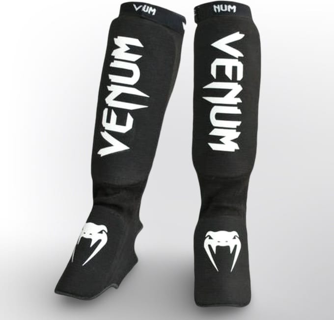 Venum Kontact Scheenkousen - Zwart/Wit – One Size