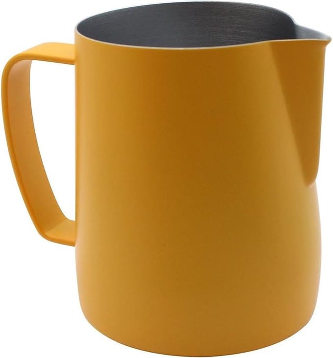Kruik Geschikt voor Koffie Latte Opschuimen van Melk 350 ml Wit-Geel