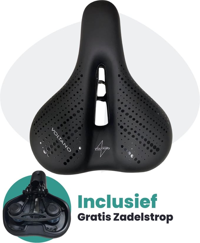Voltano Dames Fietszadel - Zwart - Uitsparing - Waterdicht - Elastomeer Vering - Met Zadelstrop