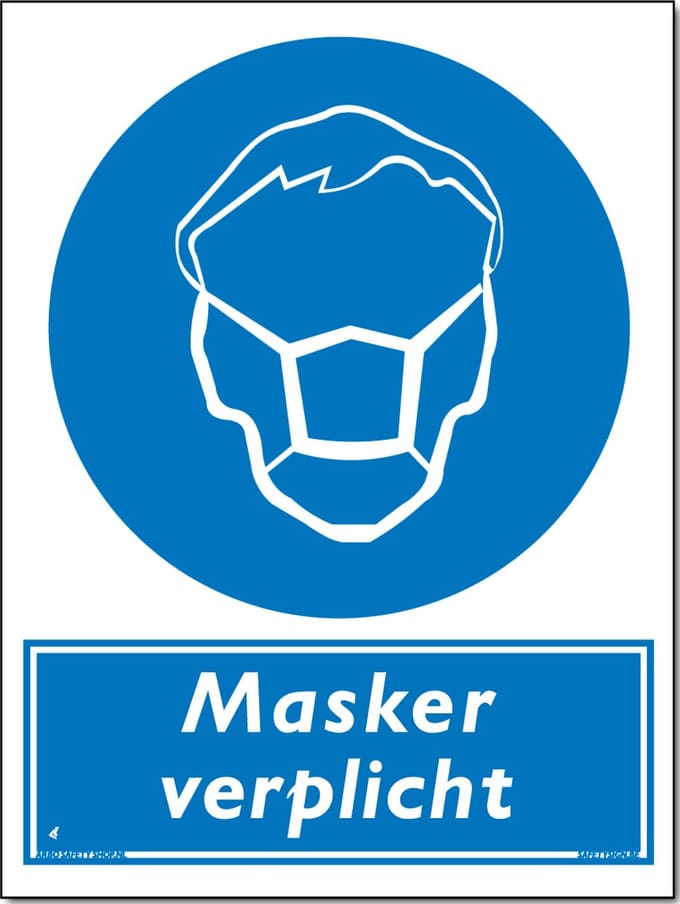 Masker verplicht bord - Aluminium - 30 x 40 cm