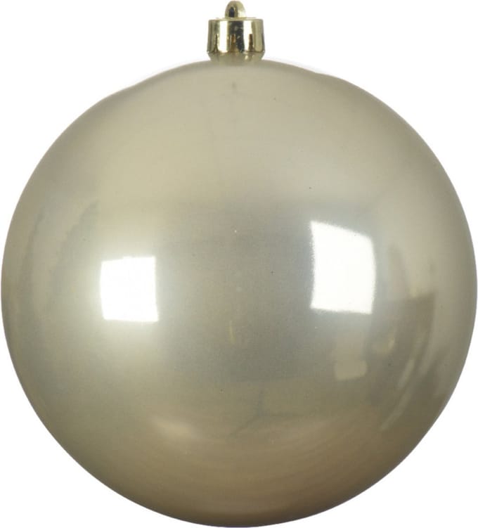 Decoris Kerstbal - licht parel/champagne - groot - 14 cm - kunststof - glans - kerstversiering