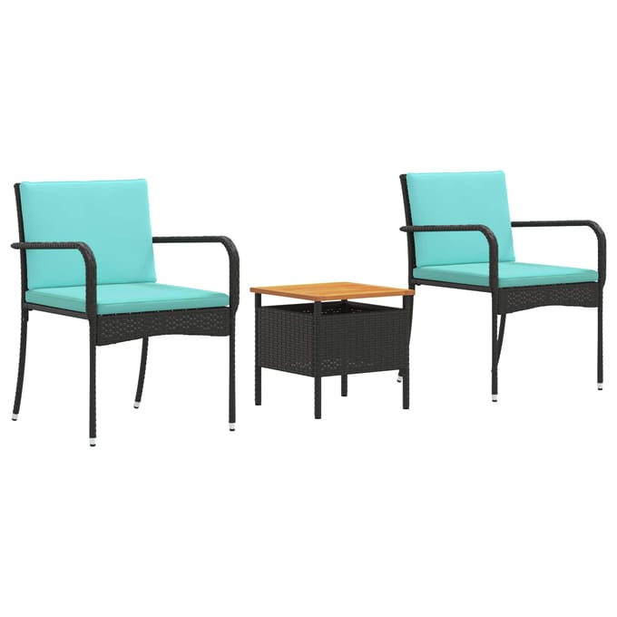 vidaXL - Tuinset - Zwart - poly - rattan