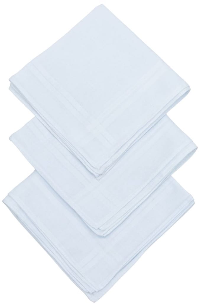D&L Dames Zakdoeken - Wit - 29 x 29cm - 12 Stuks - 100% Katoen