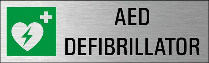 AED deurbordje met zelfklevende strip