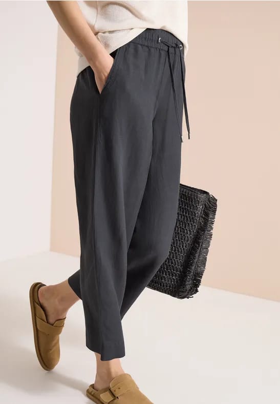 Broek met wijde pijpen in Loose Fit van linnenmix