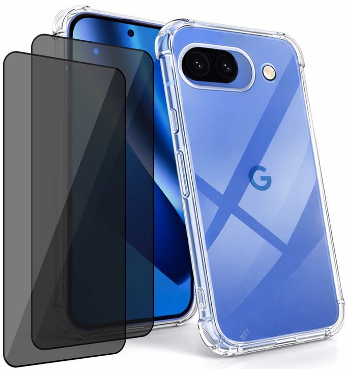 Hoesje geschikt voor Google Pixel 10a - 2x Privacy Screenprotector Volledig Dekkend Glas - Shockproof Transparant