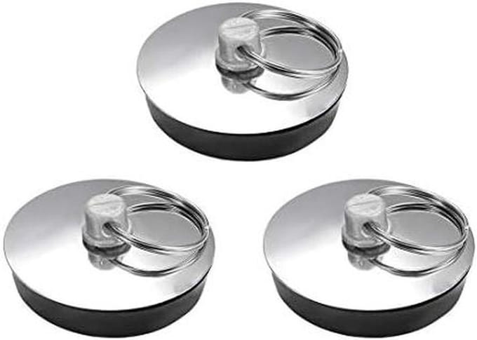 Gootstop set - Badstop Afvoerstop - Water Dicht Maken - Met Ophangring - 3 stuks - Zwart