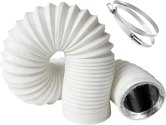 Afvoerslang Droger - Ventilatieslang - Geluiddempend Ventileren - 5-Laags Isolatie - 125mm x 3m - Wit
