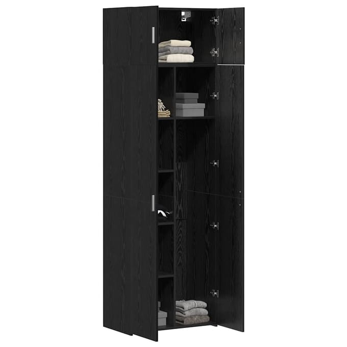 vidaXL - Opbergkast - 2 - st - Zwart - Eiken - 70 - x - 42,5 - x - 185 - cm