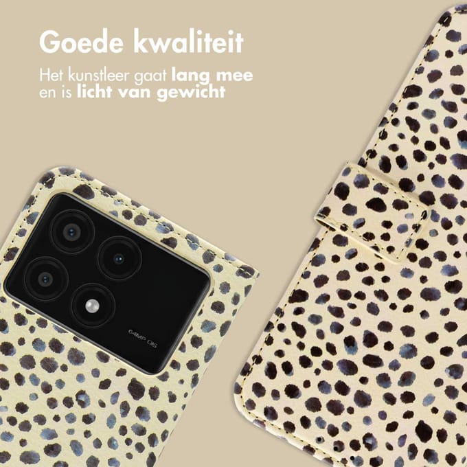 imoshion Hoesje - Geschikt voor Xiaomi Poco X6 Pro - Design Bookcase smartphone - Black And White Dots