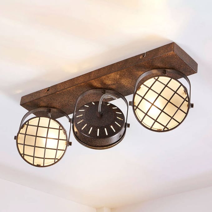 Lindby - buitenspot - 3lichts - Metaal, glas - H: 18 cm - G9 - roest, wit