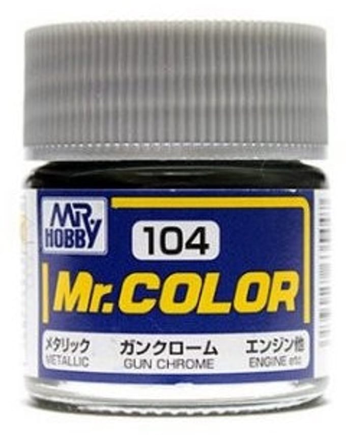 Gunze Mr. Hobby C-104 - Mr. Color 10 ml Gun Chrome - Lacquer Modelbouwverf