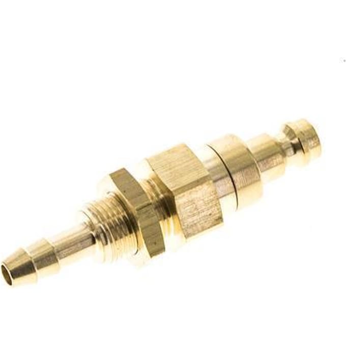 Messing DN 5 Luchtkoppeling Insteeknippel 6 mm Slangpilaar Schotkoppeling Double Shut-Off