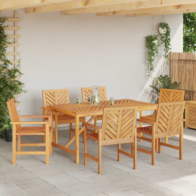 vidaXL - Eetkamerstoel - 6 - st - Naturel - Massief - Acacia - Hout
