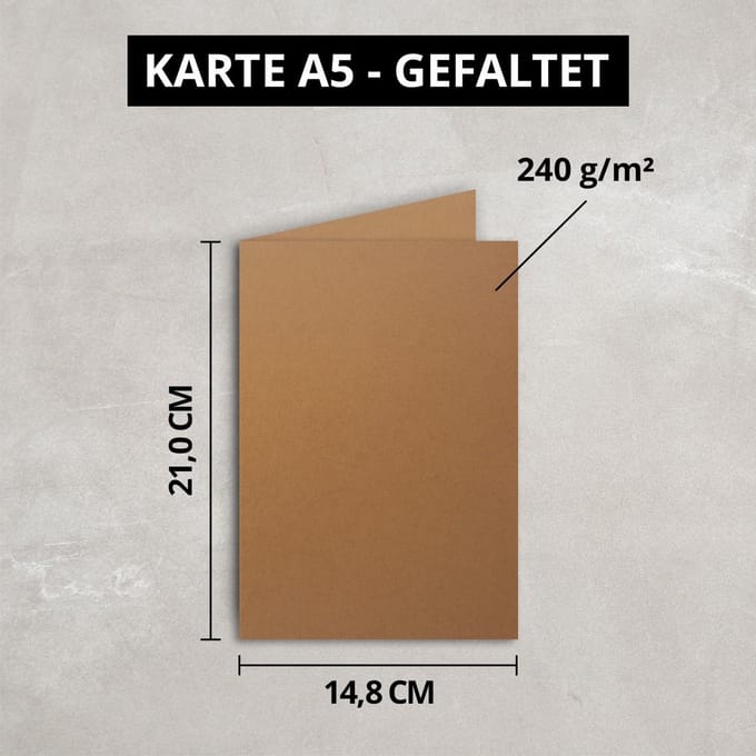 Zandbruine Din A5 Vouwkaarten Kraftpapier Dubbel 75 Stuks Blanco Uitnodigingen