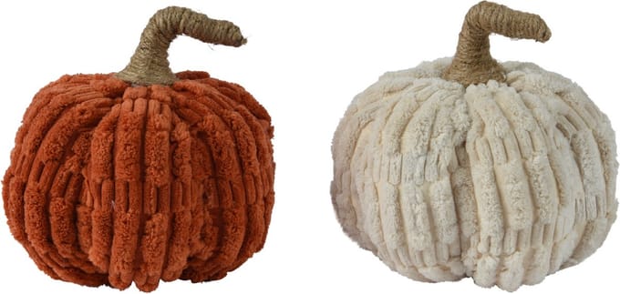 Decoris - Pompoen in stof set van 2 kleuren D13 herfst