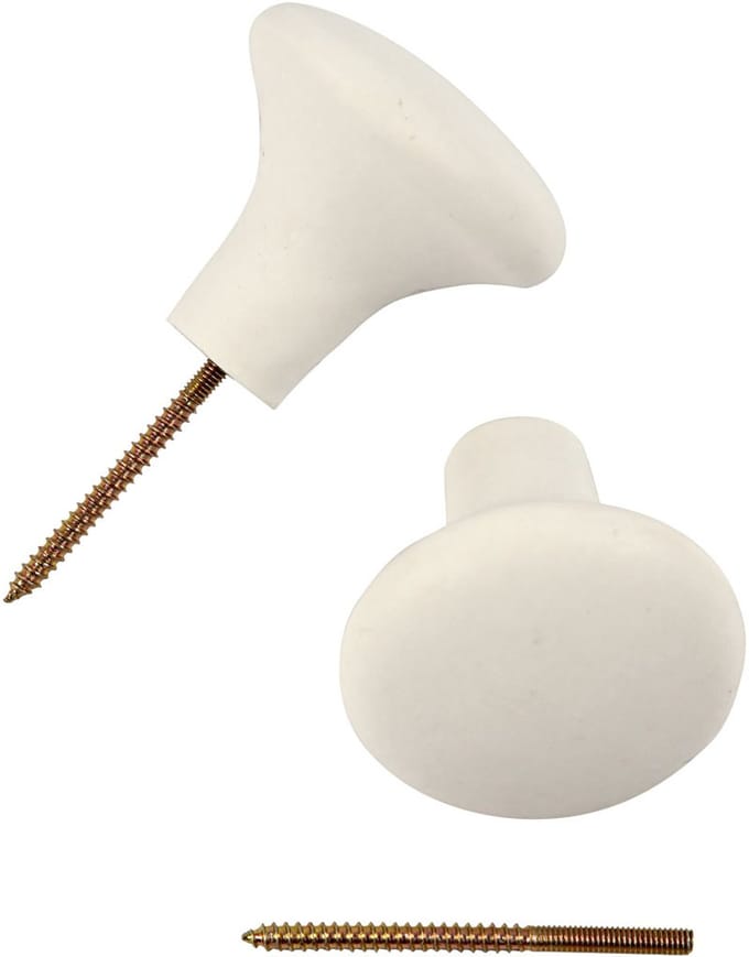 Haak, H: 5,1 cm, d 5,4 cm, wit, 4 stuk/ 1 doos