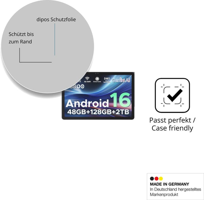dipos – 2x Matte Pantserfolie geschikt voor POPUX P11 | 9H Screenprotector