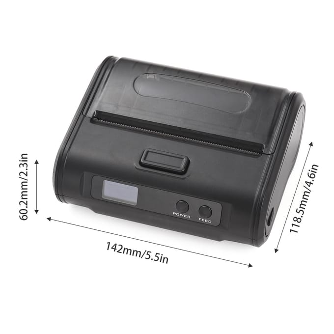 Draadloze Thermische Bonprinter 4 inch 110 mm Draagbare Mobiele Printer 203 dpi Heldere Afdruk BT+USB zwart
