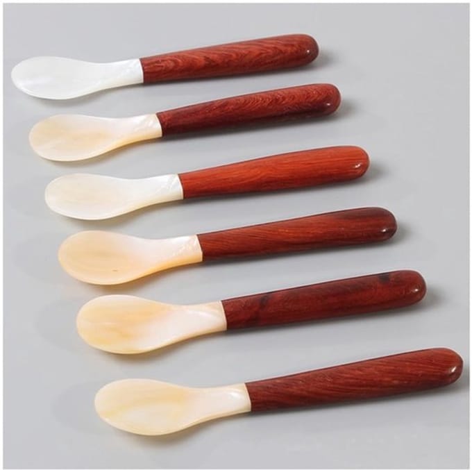 Allecto - Parelmoerlepel - Kaviaarlepels - Vintage stijl - Houten