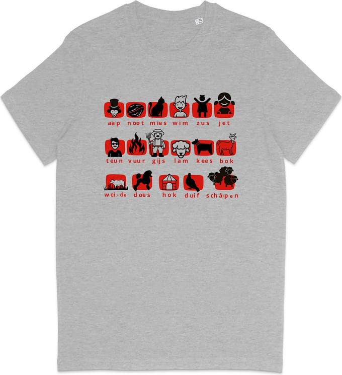 Grappig Heren en Dames T Shirt Met Moderne Leesplank Design - Grijs - L