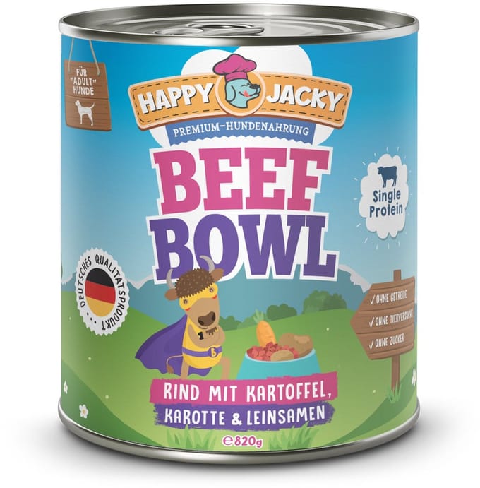 HAPPY JACKY Mono 6x820gD - Rundvlees met aardappel, wortel & lijnzaad