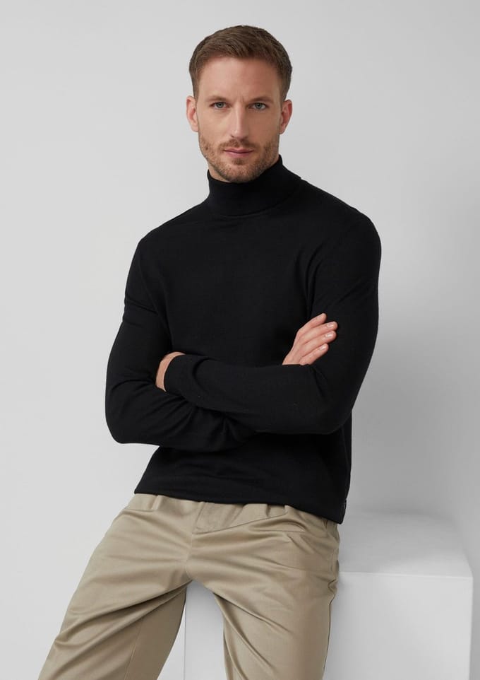 s.Oliver BLACK LABEL - Heren pull - Maat XL - Mannen - ZWART - wol