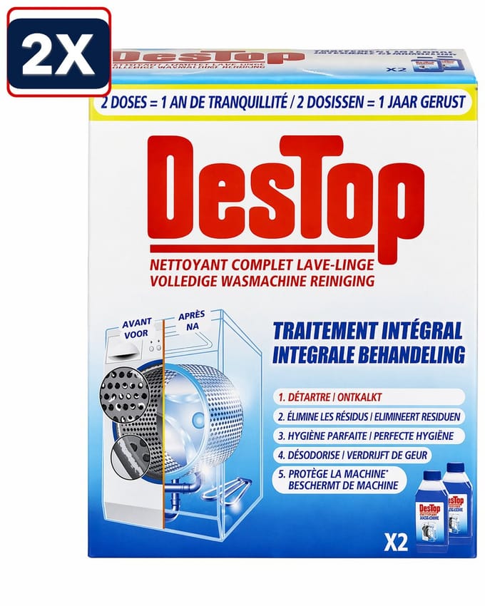 2 x Destop Wasmachine reiniger Integrale Behandeling 2 x 250 ml
