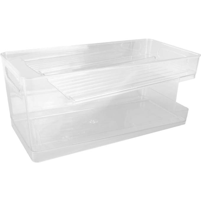 Dubbellaags Soda Blikjes Organizer Automatisch Rollend Transparant Drankblikjes Opbergorganizer voor white