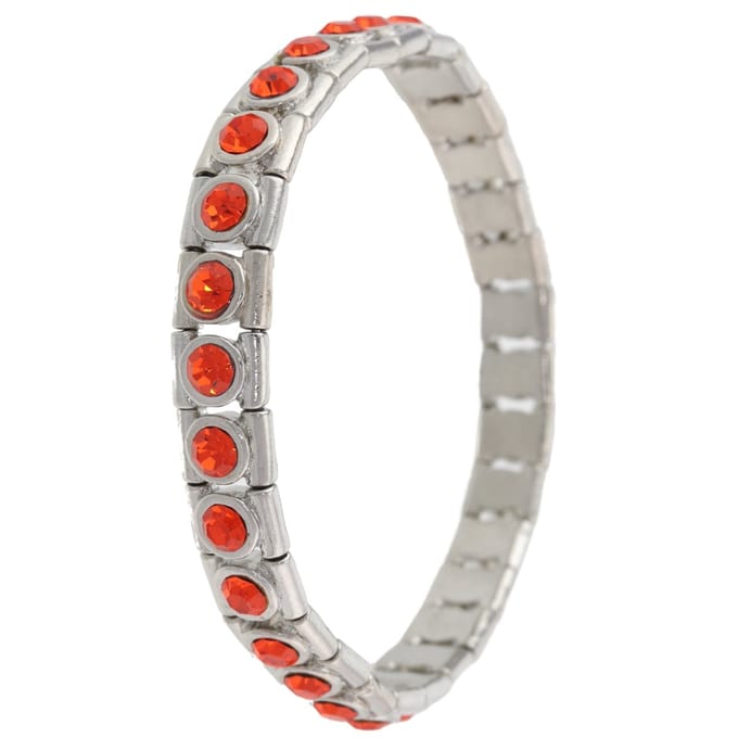 Behave - Armband zilverkleur met rode stenen - Statement stijl - Feestelijk