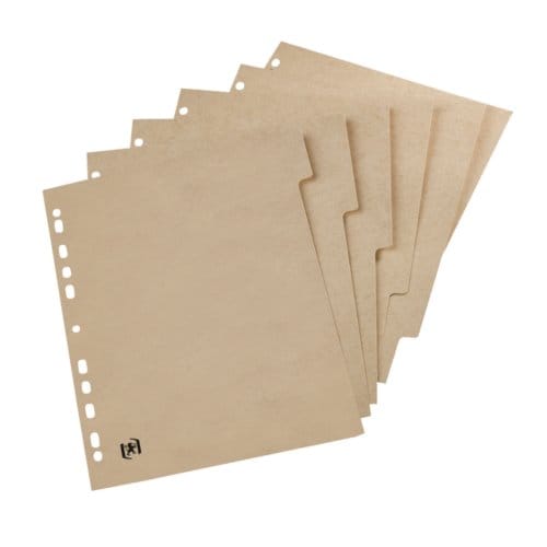 Oxford Touareg - kartonnen tabbladen - A4 - 6 tabs - onbedrukt - 11 gaats - naturel