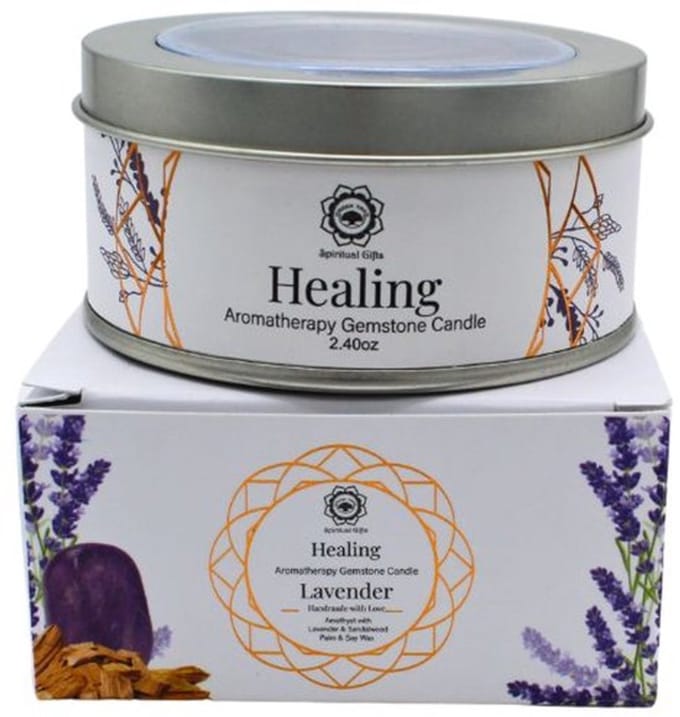 Green Tree - Edelsteen - Geurkaars - Gemstone Candle - Healing - Amethist - Lavendel - 70g