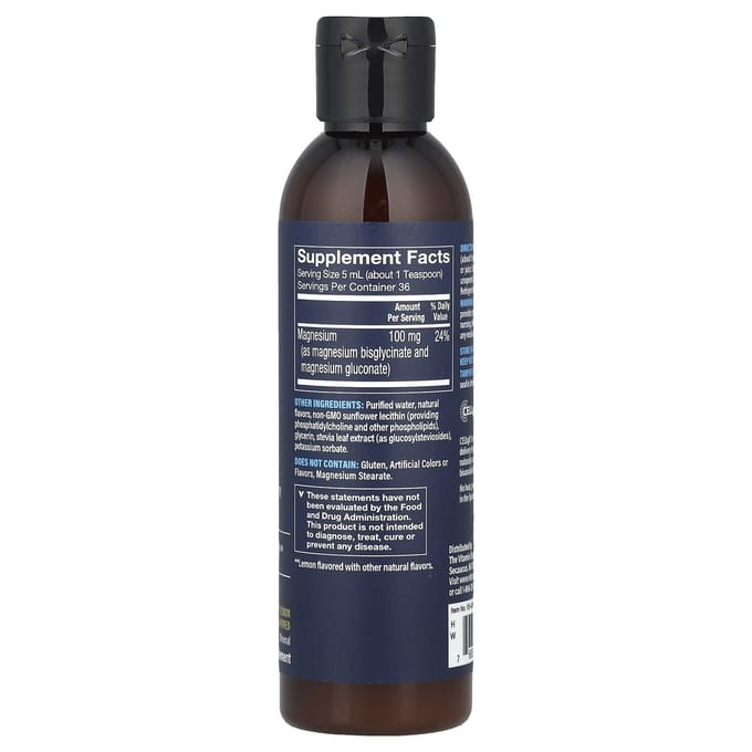 Vthrive, Liquid Liposomal Magnesium, Lemon, 100 mg, 6 fl oz (180 ml)
