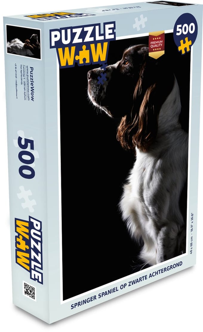Puzzel Springer spaniel op zwarte achtergrond - Legpuzzel - Puzzel 500 stukjes