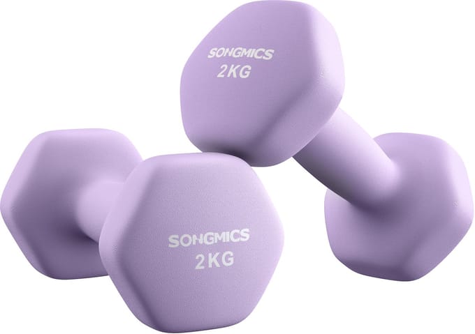SONGMICS - Dumbells - Dumbells 2 kg - Hexagon Dumbells - Neopreen Coating - Voor Krachttraining