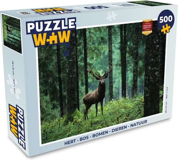 Puzzel Hert - Bos - Bomen - Dieren - Natuur - Legpuzzel - Puzzel 500 stukjes