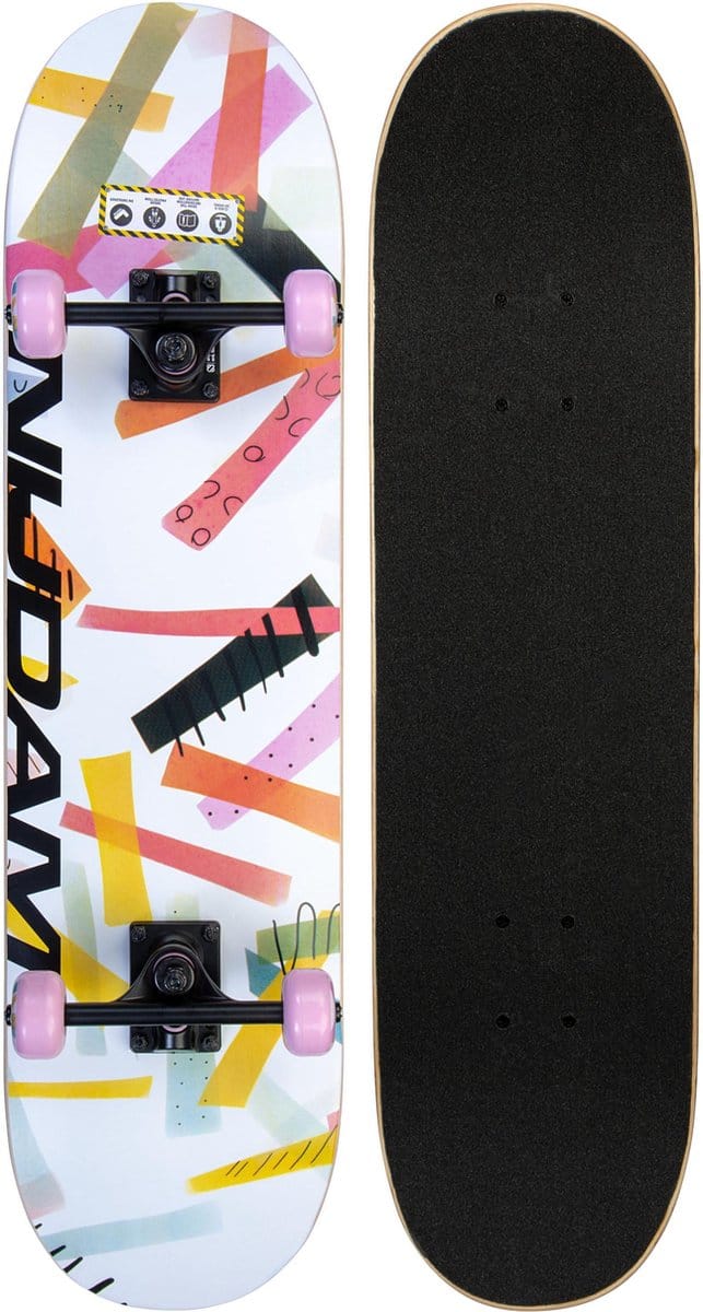 Nijdam Classic Skateboard - High Time - Roze/Wit