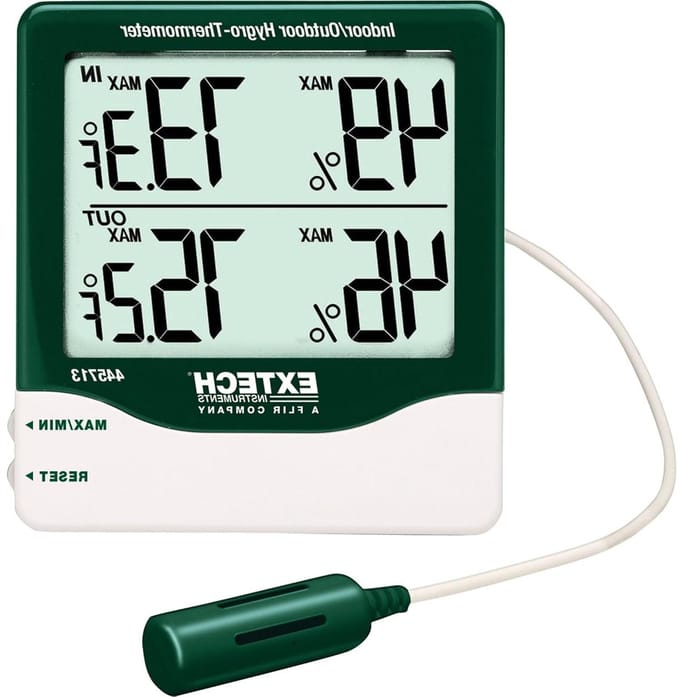 Hygro-thermometer - Weerstation Binnen Buiten - Klimaat Meten - Simultane Weergave - Max Min Reset - Groen Wit